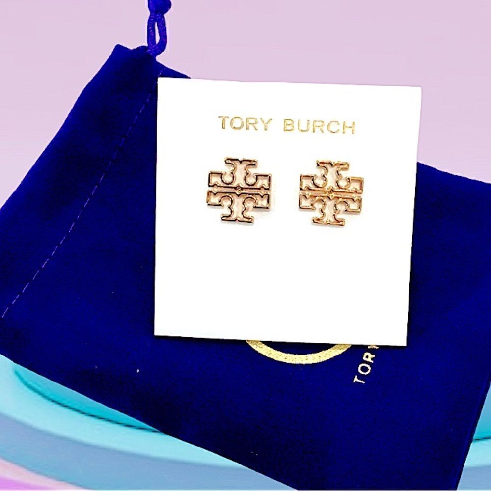 TORY BURCH MILLER 18K GOLD STUD EARRINGS